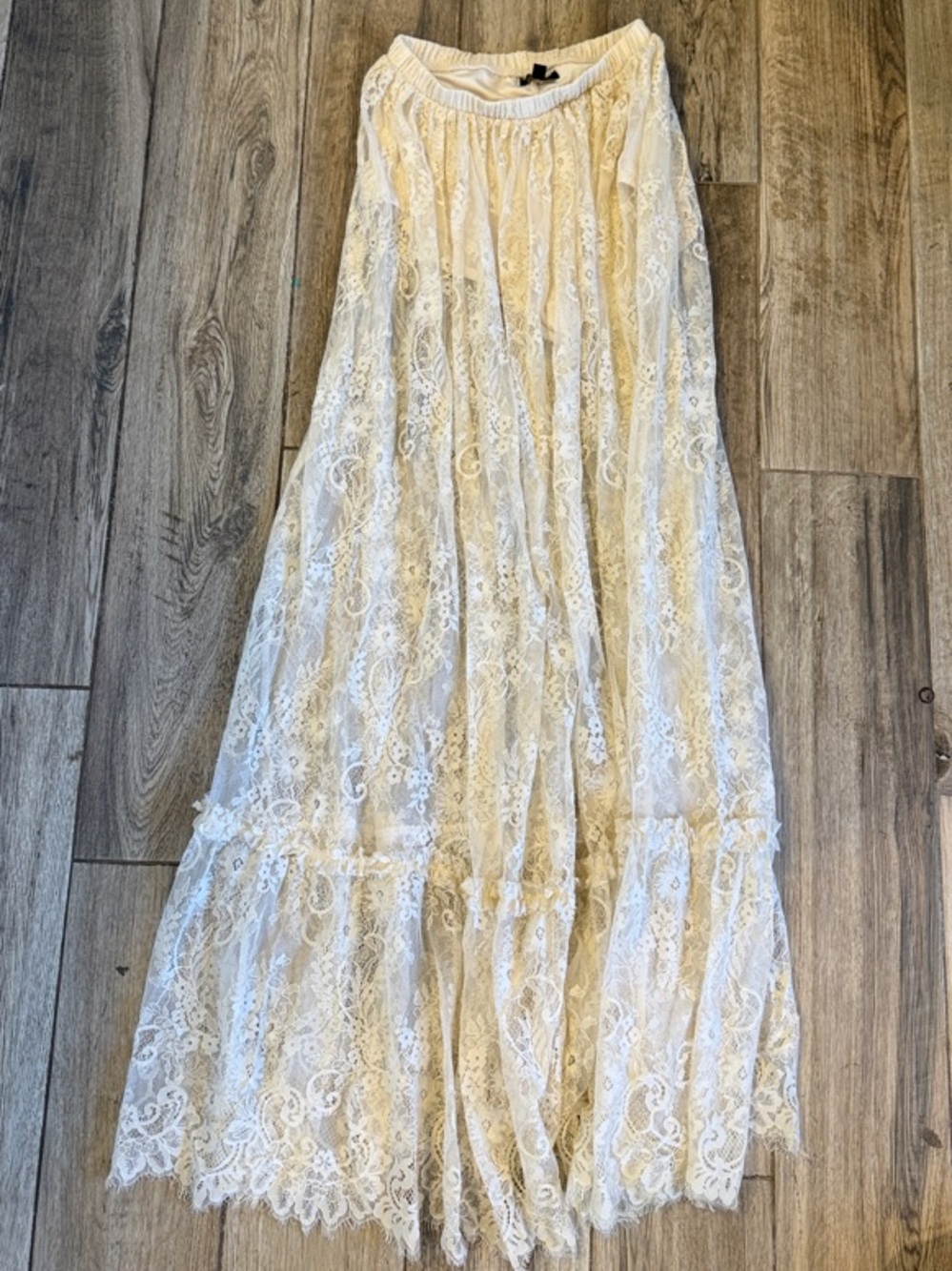 AFRM Cream Lace Maxi Skirt